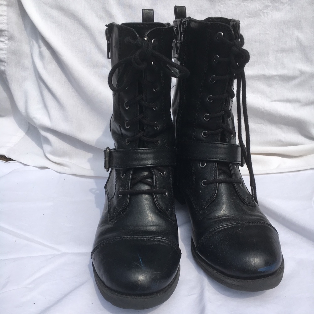 Black Combat-Style Boots
